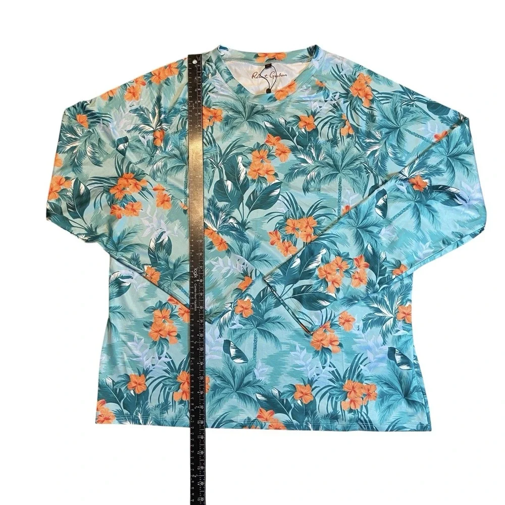Robert Graham Long Sleeve Tropical Forest UPF 50+ rashguard shirt Men's 2XL New